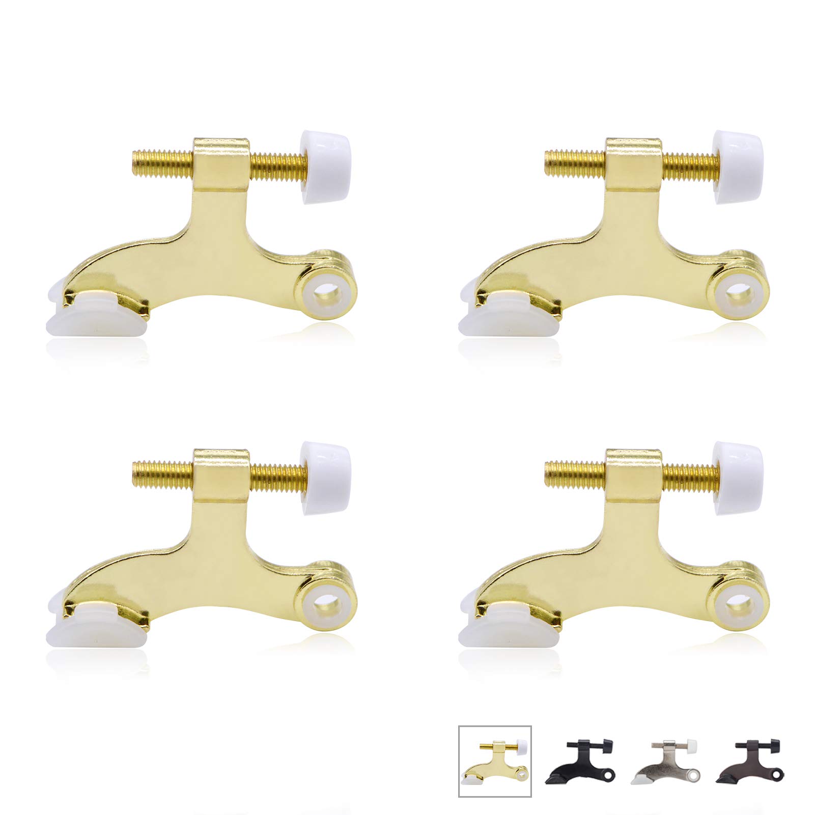Enconker 4 Pack Hinge Pin Door Stopper Polished Brass, Heavy Duty Door