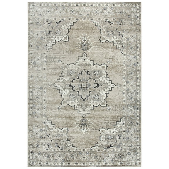 Encore 5'2" x 7'3" Traditional Medallion Med. Brown/Gray/Rust Power-Loomed Rug