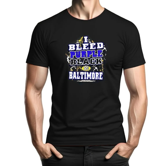 Encore Brandz Baltimore Football "I Bleed Purple and Black - GO Baltimore" Black T-Shirt| Size| XX-Large