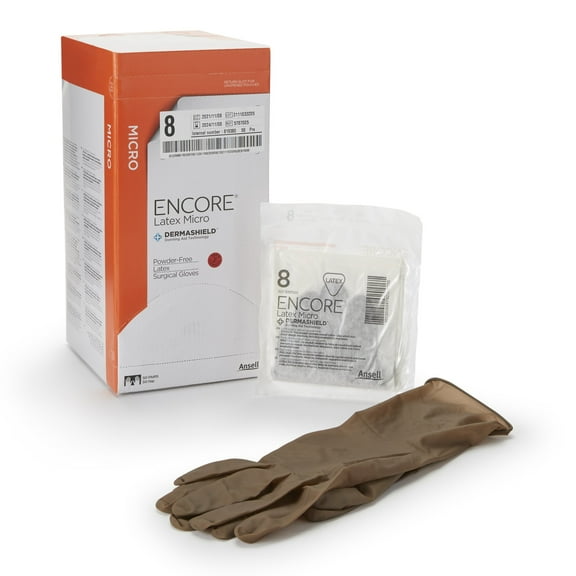 ENCORE Latex Micro Disposable Sterile Latex Surgical Glove Standard Cuff Length SIZE 8 5787005 50 per Box