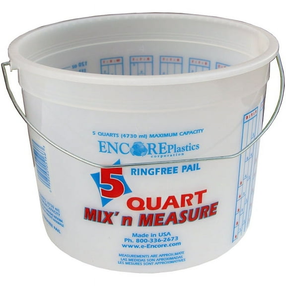 Encore Plastics 5-Qt Mix 'N Measure for Paint with Wire Handle, White