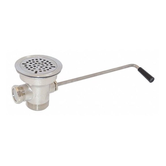 Flat Strainer Twist Handle Waste Drain, 2" Pipe Dia., Cast Bronze