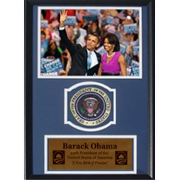 Encore Select 189-JX16708-1 Barack Obama and Michelle Obama with Presidential Commemorative Patch in a 12 in. x 18 in. Deluxe Photograph Frame