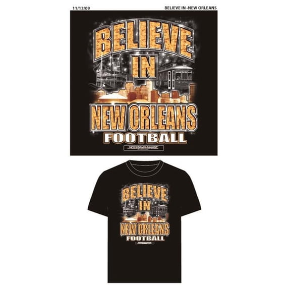 Encore Select Believe in New Orleans Football Black T-Shirt XX-Large - Black - XX-Large