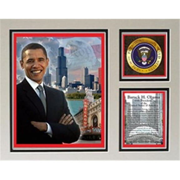 Encore Select m3-obamachicago Barack Obama Photographed in Chicago Photograph Deluxe Statistics Matted Print - 11 x 14 in.