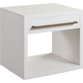 thumbnail image 1 of Encore Solid Mango Wood 1-Drawer End Table in White Finish w/ Gold Metal Handle by Diamond Sofa, 1 of 6