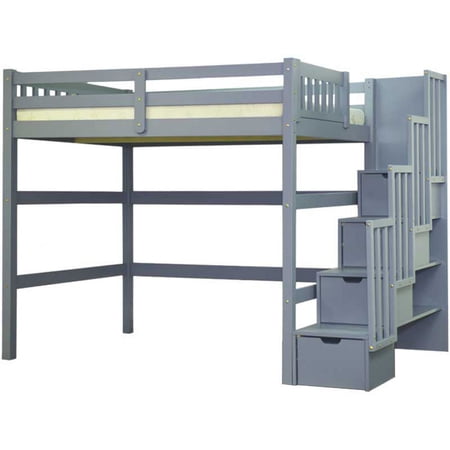 Encore Stairway Twin Loft Bed Grey