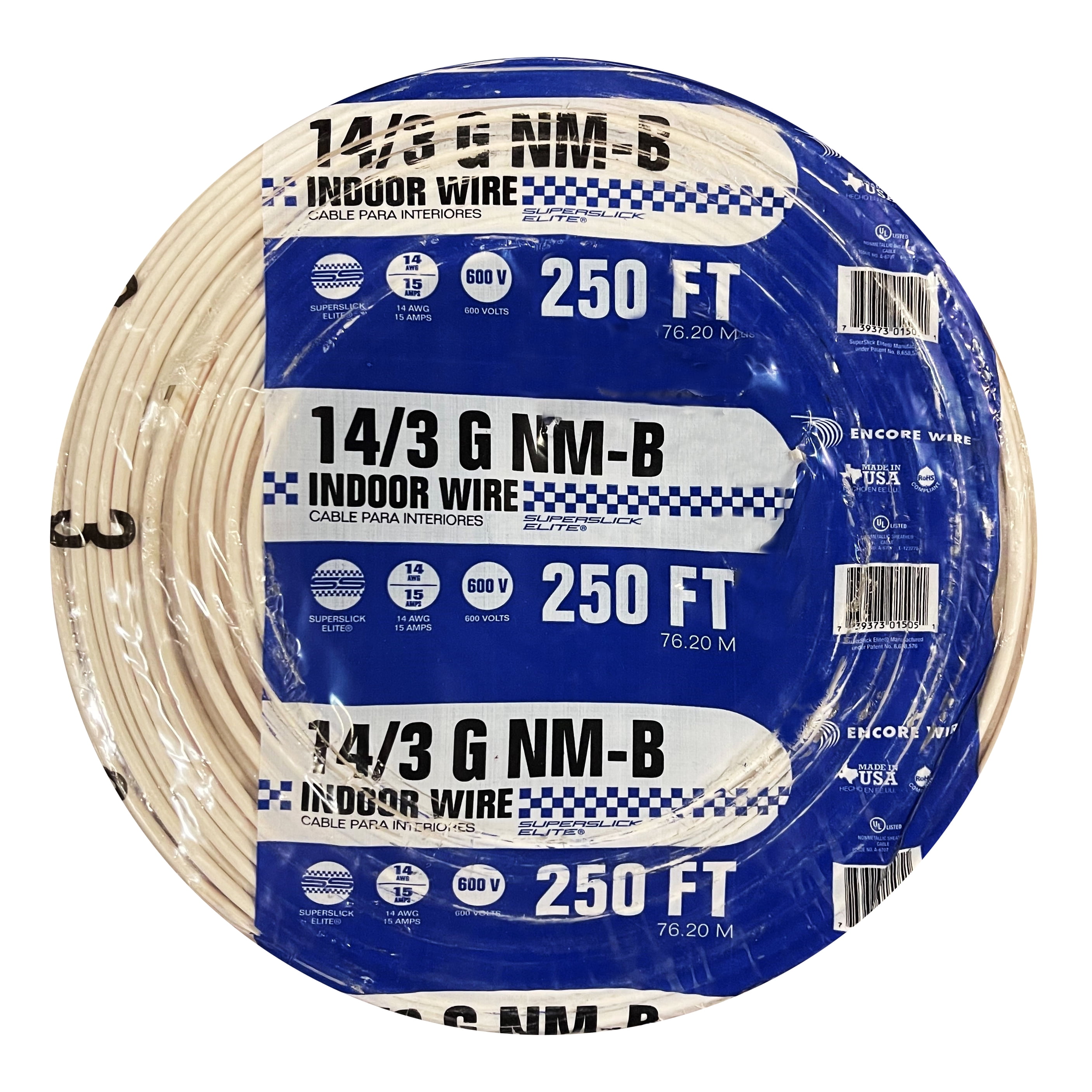 Encore Wire & Cable 101310700030 14/3 + Ground Copper Building Wire, NMB Cable, 250Feet