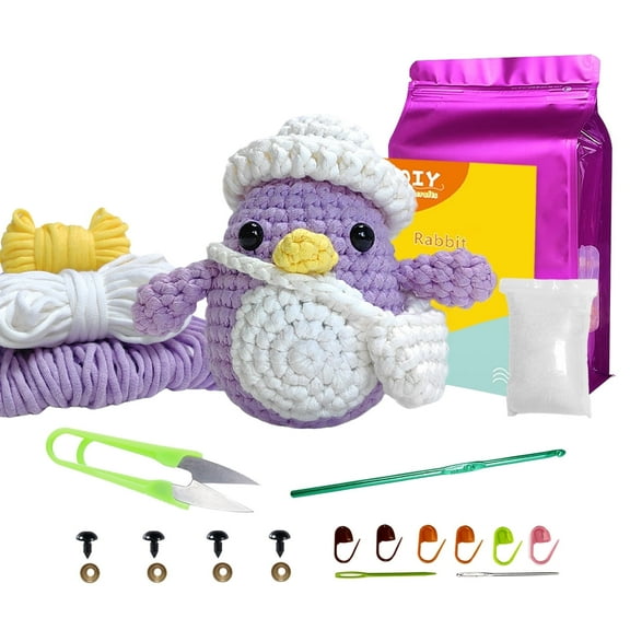 Encounter Amigurumi Penguin Crochet Kit with Yarn & Video Tutorials, 1 Piece