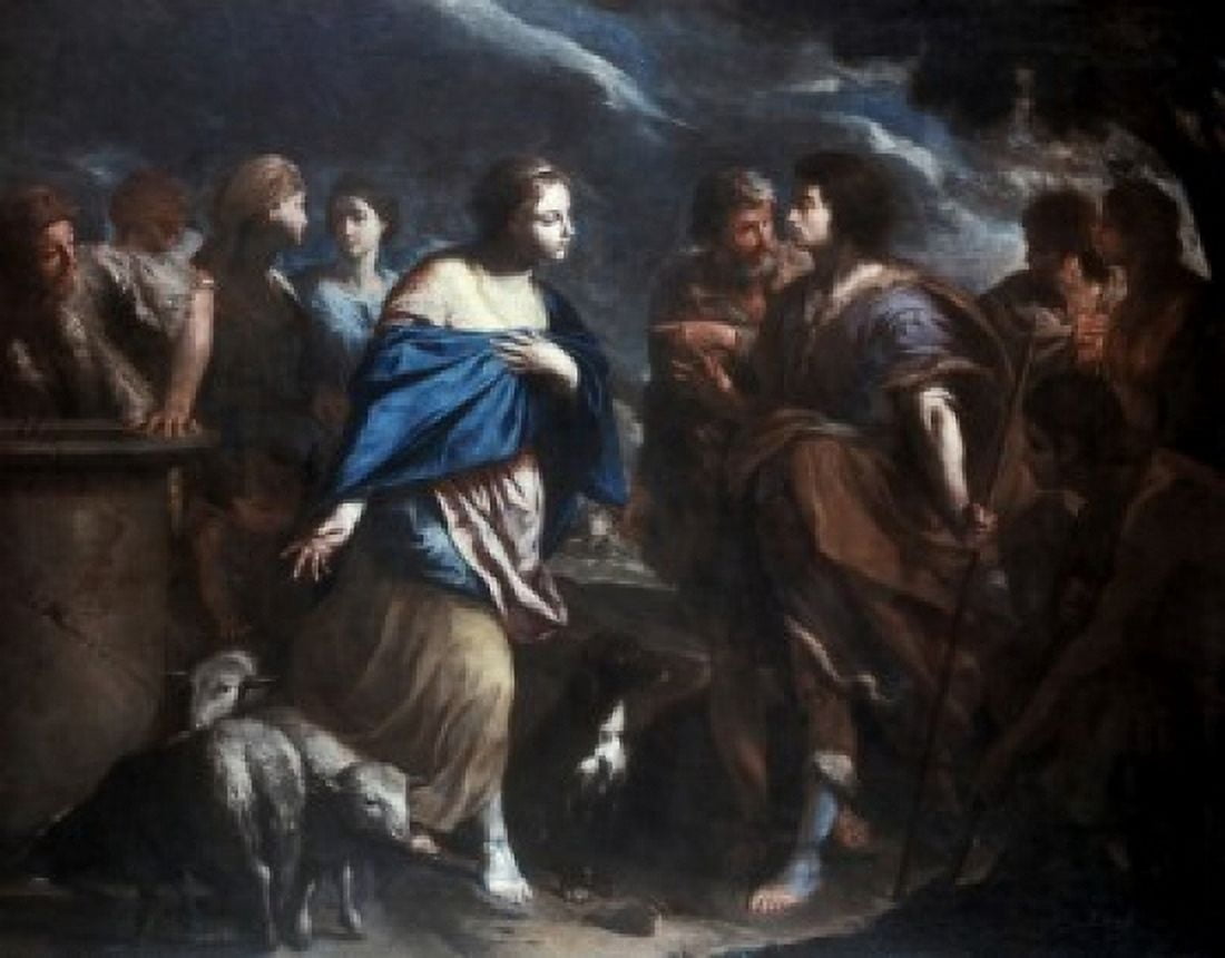Encounter Between Rebecca And Isaac Vaccaro (Italian) Canvas Art -  (18 x 24)