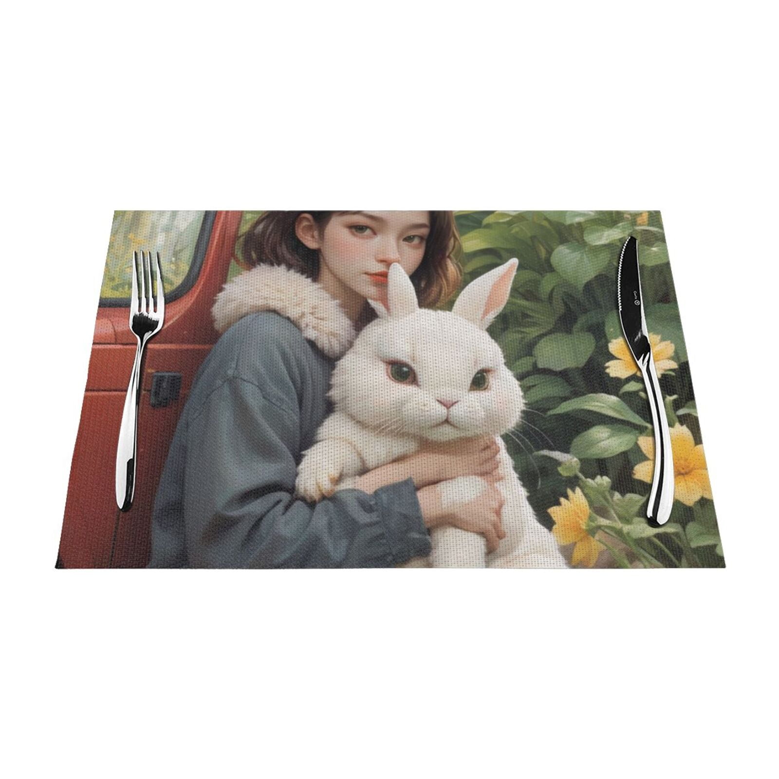 Encounter Girl, Cat Ears & Rabbits Meal mat, heatresistant dining
