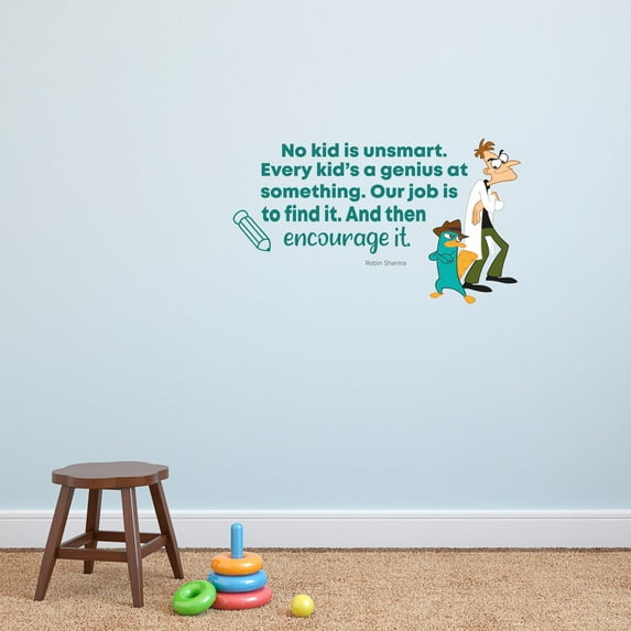 Encourage It Phineas and Ferb Quote Cartoon Quotes Decors Wall Sticker Art Design Decal for Girls Boys Kids Room Bedroom Nursery Kindergarten Home Decor Stickers Wall Art Vinyl Decoration (35x40 inch)