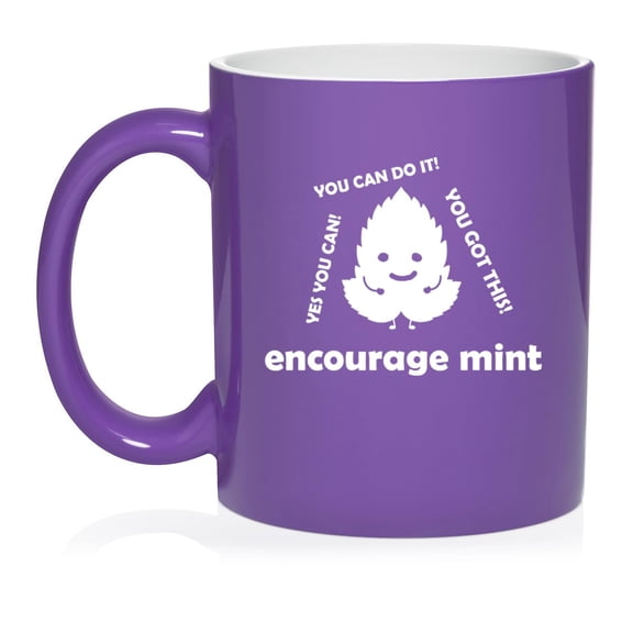 Encourage Mint Funny Motivational Student Coworker Promotion Going Away New Job Gift Ceramic Coffee Mug Tea Cup Gift for Her, Him, Friend, Coworker, Wife, Husband (11oz Purple)