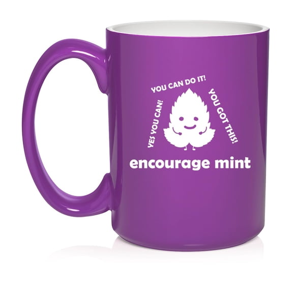 Encourage Mint Funny Motivational Student Coworker Promotion Going Away New Job Gift Ceramic Coffee Mug Tea Cup Gift for Her, Him, Friend, Coworker, Wife, Husband (15oz Purple)