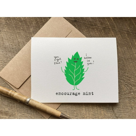 Encourage Mint Greeting Card "You Got This!" Inspirational Leaf Design Blank Inside, Envelope Included Perfect for Uplifting Friends & Loved Ones