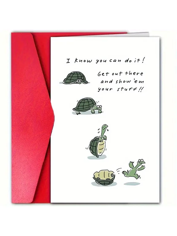 Encouragement Card for Friends I Know You Can Do It! Design with Turtles Envelope Included, Blank Inside Perfect Motivational Gift for Any Occasion