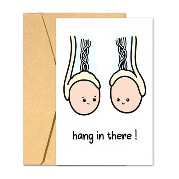 Encouragement Card - "Hang in There!" Funny Card with Adorable Characters - Blank Inside with Envelope - Perfect for Cheer-Up, Motivational Gift for Friends and Family