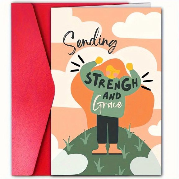 Encouragement Card Sending Strength and Grace Design Perfect for Uplifting Friends and Loved Ones Envelope Included, Blank Inside