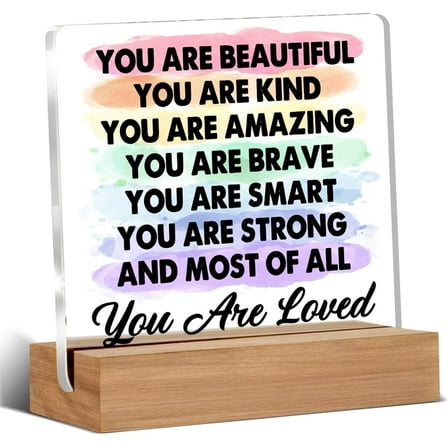 Encouragement Gifts for Women - Motivational Gift for Daughter Sister BFF Bestie Girlfriend - Positive You Are Clear Desk Decorative Sign Home Decor Acrylic Sign 4x4 Inch