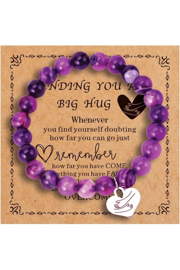 Encouragement Healing gifts,Natural Stone Amethyst Bracelet for Women,Those Facing Illness or Anxiety to Get Well Soon,Inspirational Gifts on Thanksgiving Christmas Valentine's Day