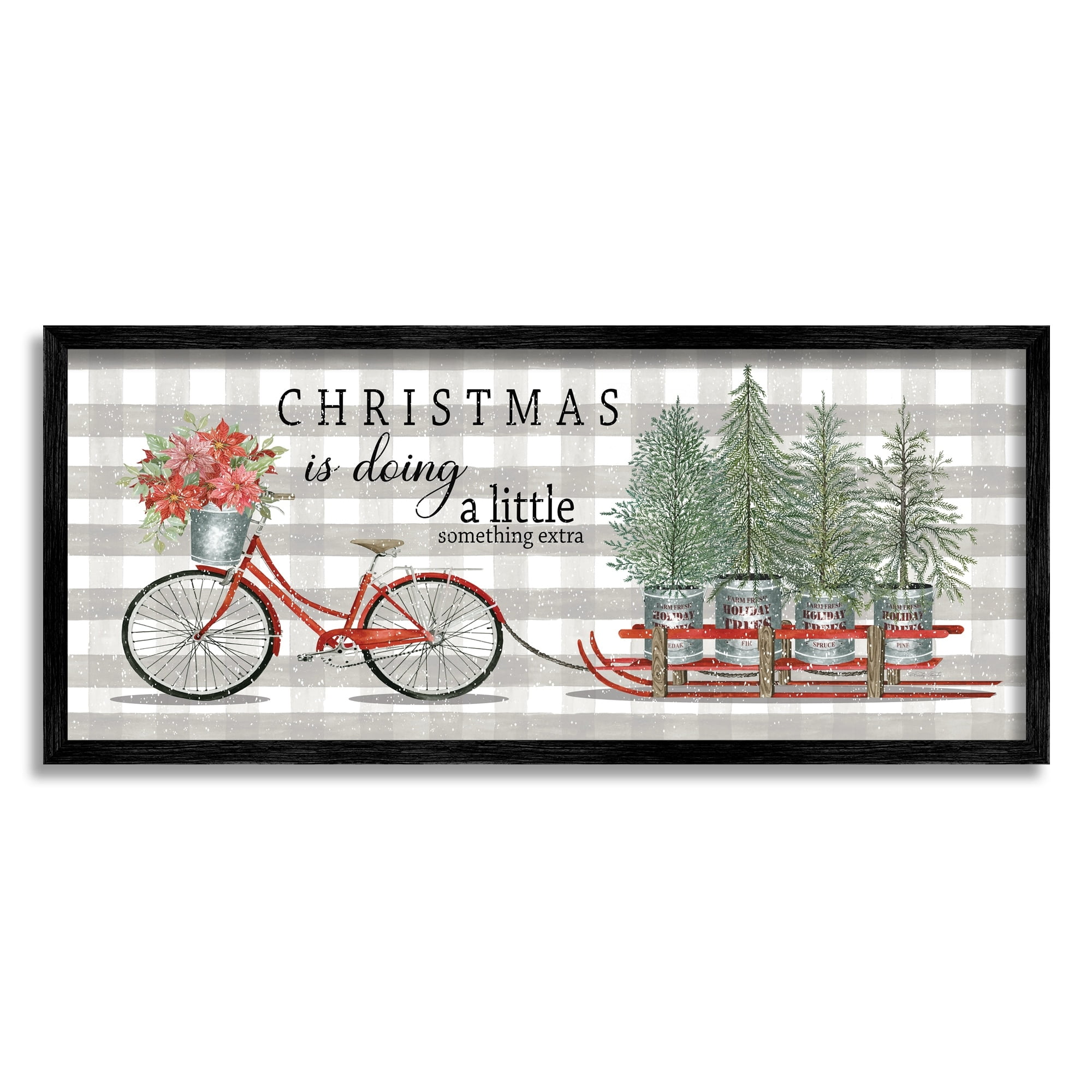 Encouraging Christmas Giving Quote Bicycle & Tree Sled Inspirational Graphic Art Framed Art Print Wall Art