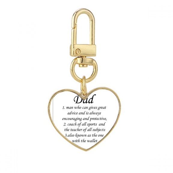 Encouraging Dad Festival Quote Gold Heart Keychain Metal Keyring Holder