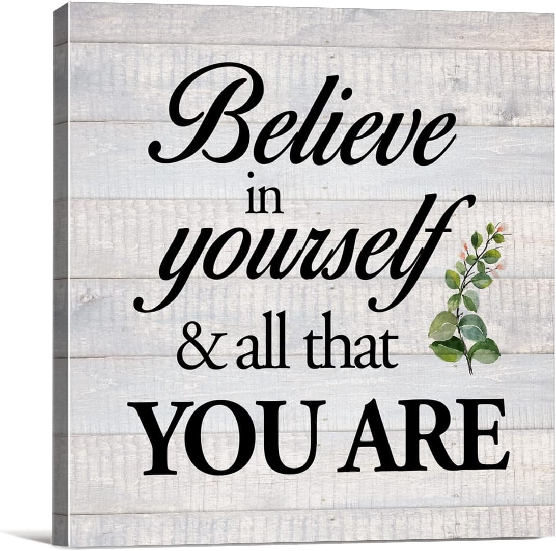 Encouraging Quote Canvas Wall Art Framed Print 5x5 Inch Rustic Believe ...