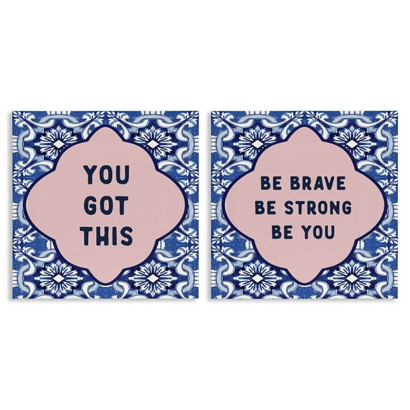 Stupell Industries Encouraging Words on Boho 2 Piece Canvas Wall Art Set, design by Lettered and Lined, 24 x 24