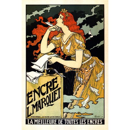 Encre L Marquet Vintage Illustration Alphonse Mucha Art Nouveau Art Prints Mucha Print Art Nouveau Decor Vintage Advertisements Art Ornamental Design Mucha Cool Wall Art Print Poster 12x18
