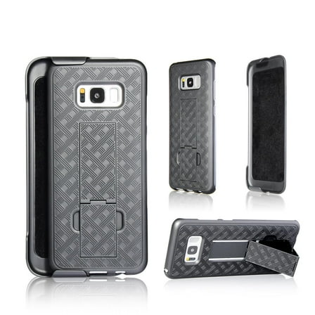 Encust Shell Holster Slim Black Case for Samsung Galaxy S8 PLUS with Kick-Stand & Belt Clip Holster with (At&t, Verizon, T-Mobile & Sprint) (Samsung S8 Plus)