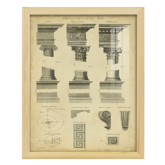 Encyclopediae III -Framed Print w/glass-Natural Wood