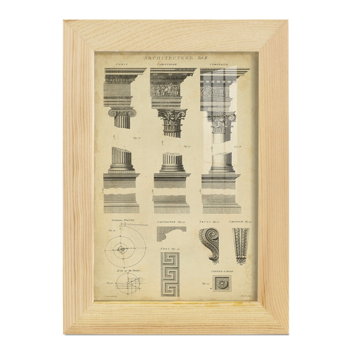Encyclopediae III -Framed Print w/glass-Natural Wood