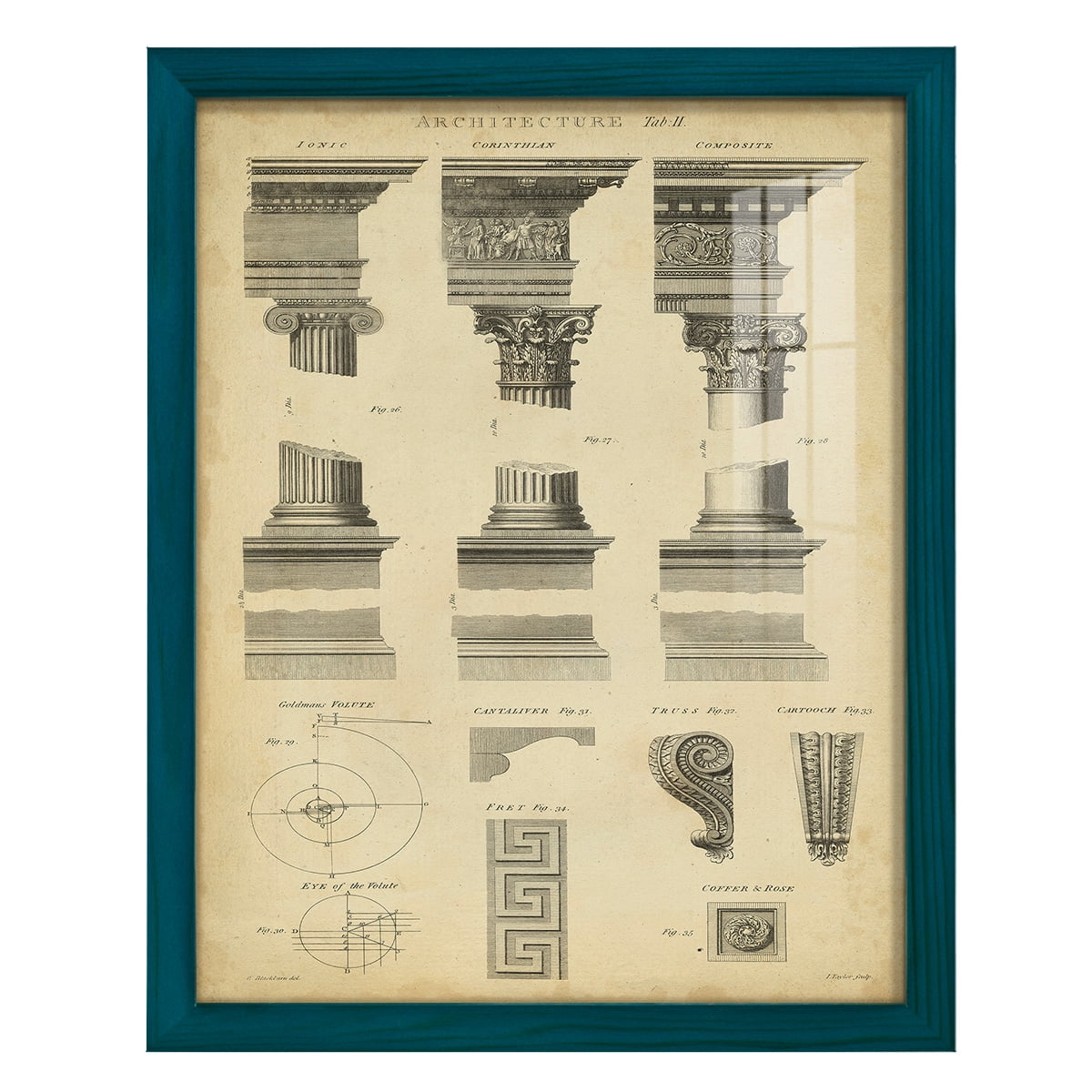 Encyclopediae III -Framed Print w/glass-Ocean Blue