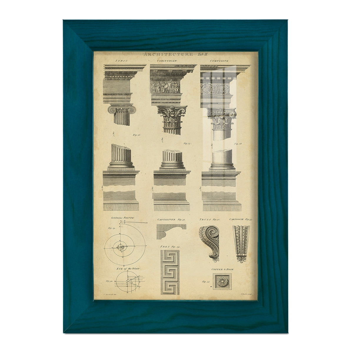 Encyclopediae III -Framed Print w/glass-Ocean Blue