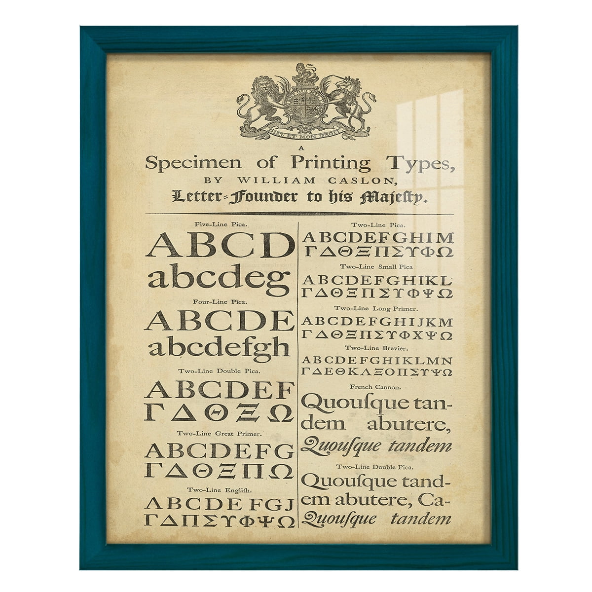 Encyclopediae VI -Framed Print w/glass-Ocean Blue