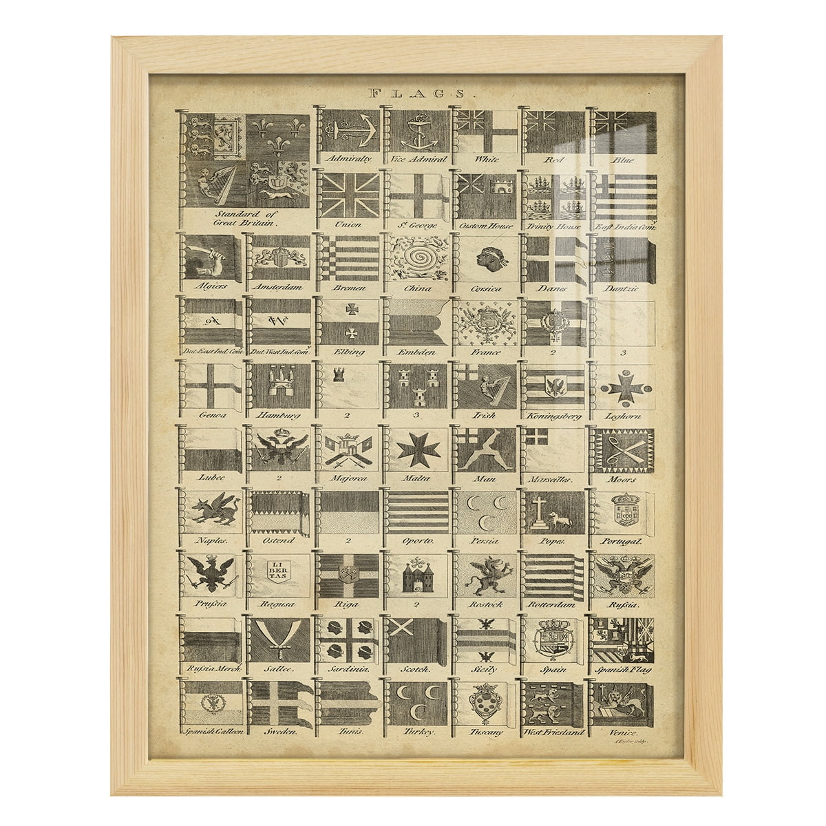 Encyclopediae VII -Framed Print w/glass-Natural Wood