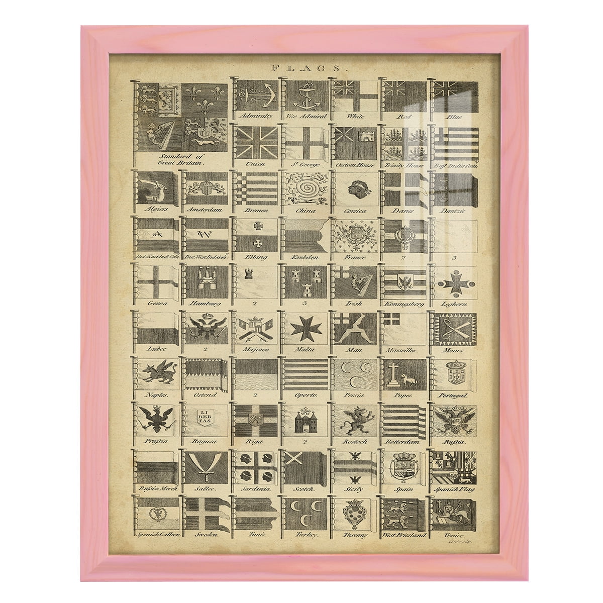 Encyclopediae VII -Framed Print w/glass-Sunset Pink