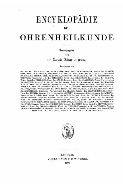 Encyklopadie Der Ohrenheilkunde