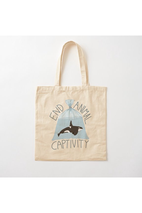 End Animal Captivity (Orca) Canvas Tote Bags, Reusable Shopping Bag