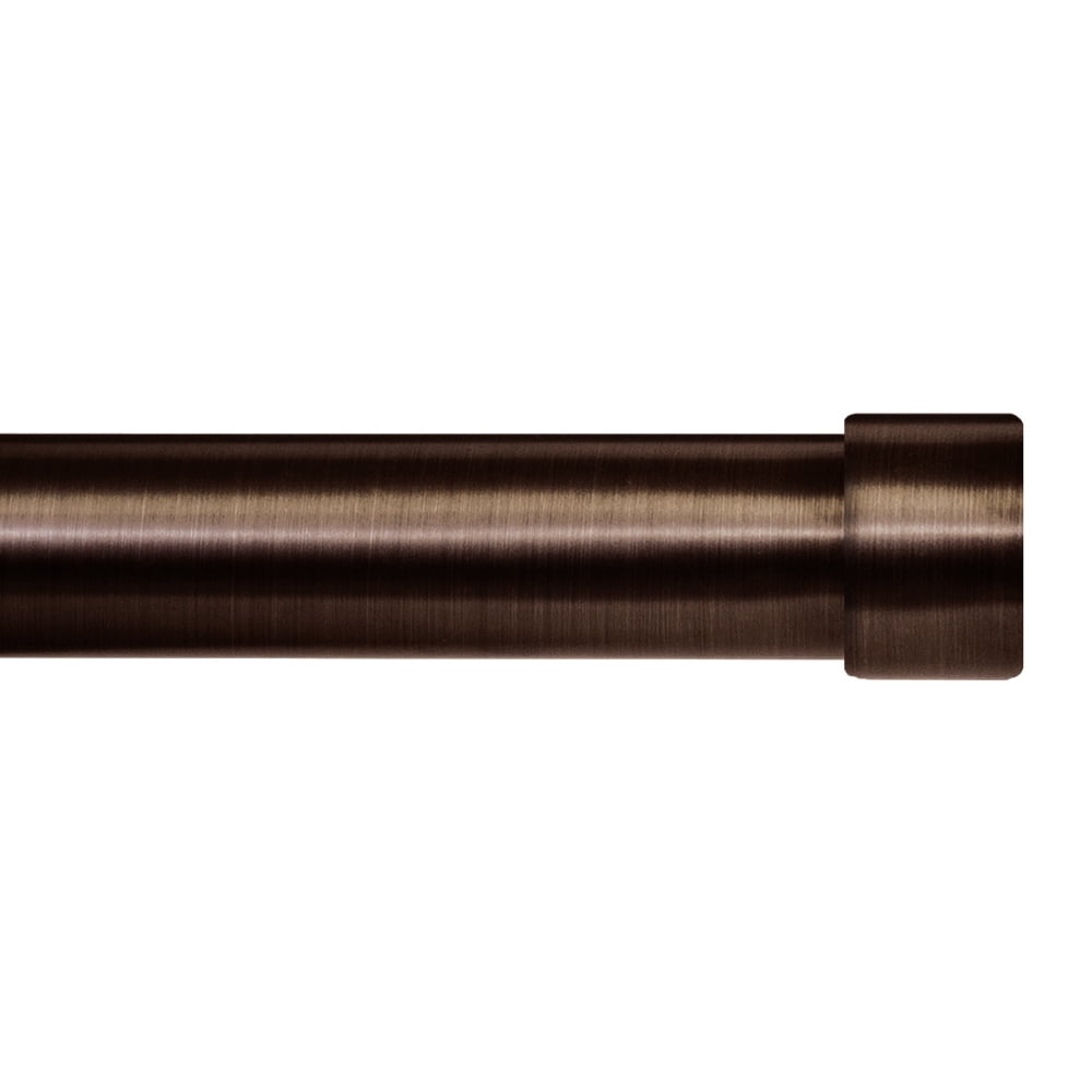 Lumino 1" Plated Oil Rubbed Bronze Cap Adjustable Single Curtain Rod Set, 42"-120"