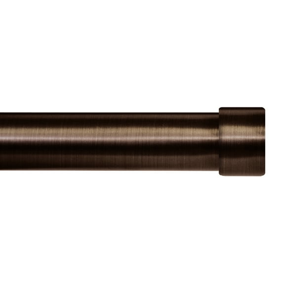 Lumino 1" Plated Oil Rubbed Bronze Cap Adjustable Single Curtain Rod Set, 42"-120"