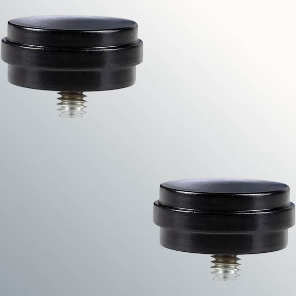 End Cap Replacement Finials for Curtain Rods, Drapery Rod Ends with Screws, Set of 2, Black