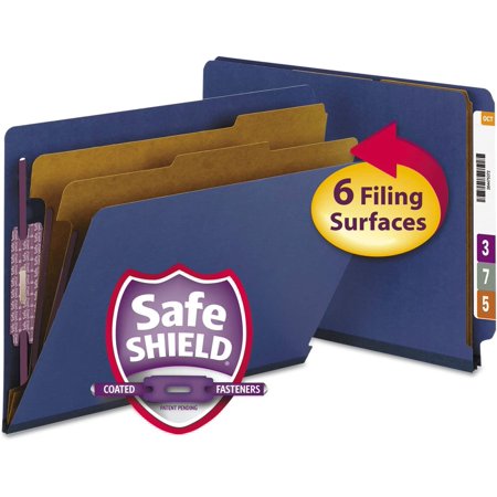 End Classification Folder, Letter, 6-Section, Dk Blue, 10/BX (26784)