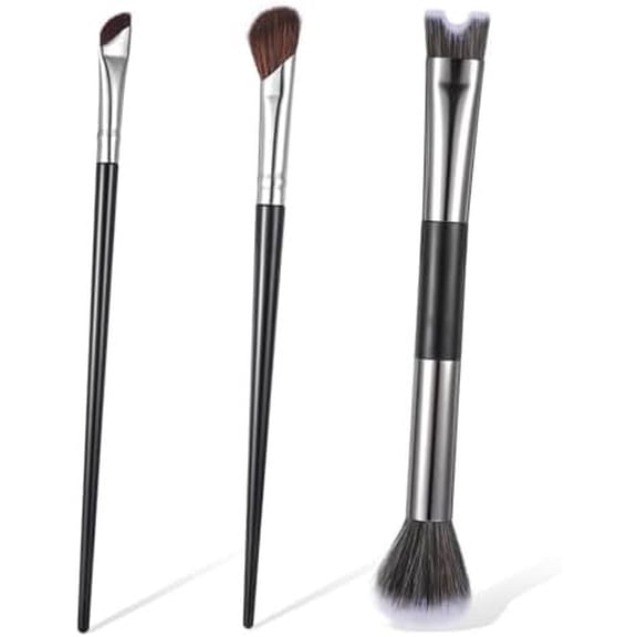 -End Contour Nose Brush, 2-in-1 U-Shaped Nose Contour Brush for Makeup, and Angled Brushes Set for Sculpting, Defining, Highlighting and Blending
