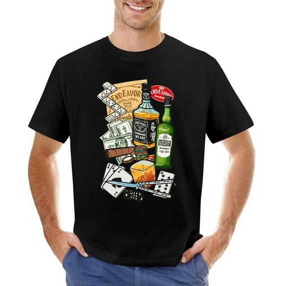 End Eavor Vintage T-shirt Mens Cotton Classic Crewneck Short Sleeve Tees Unisex Black 2XL