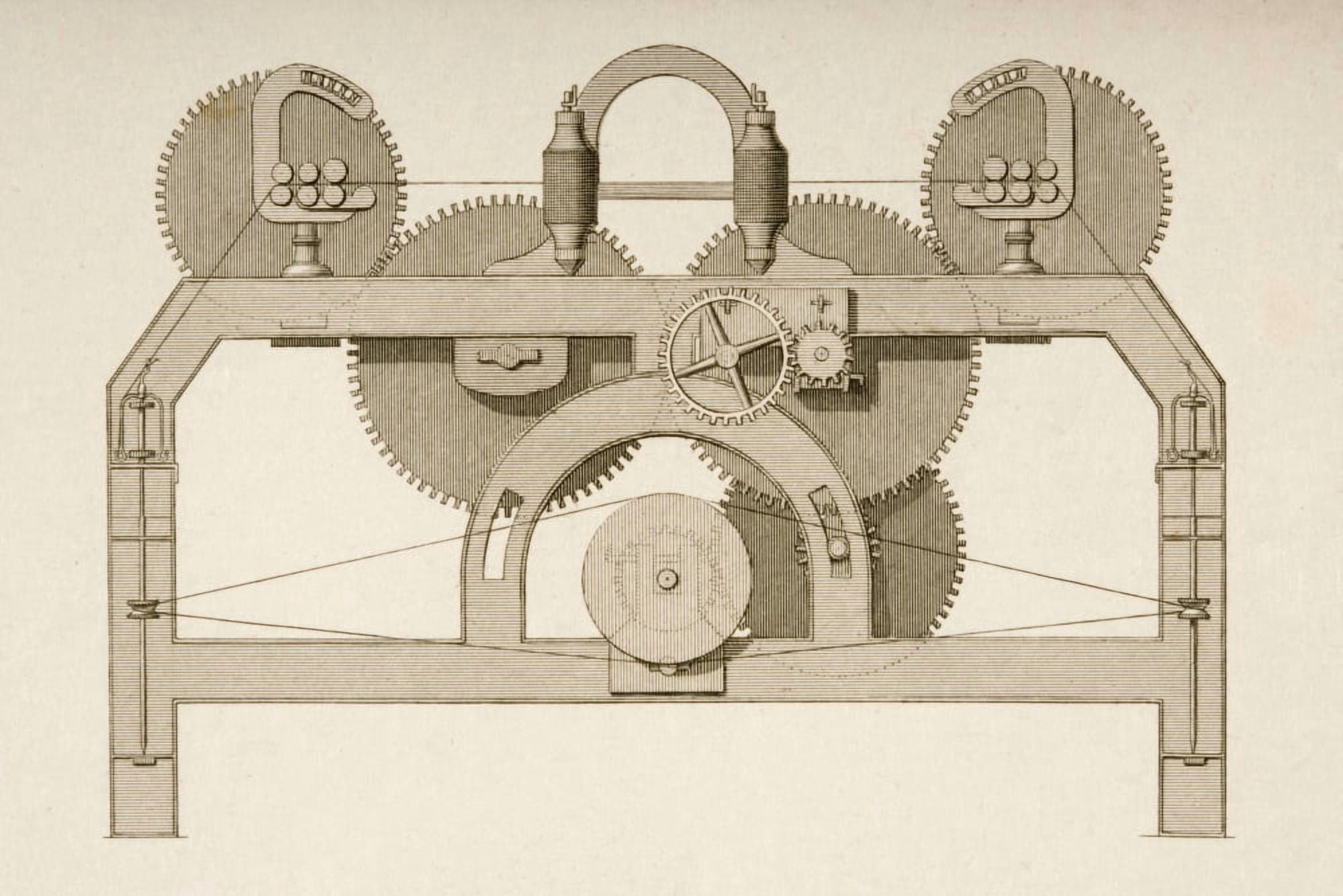 End Elevation Of Throstle Drawn By JW Lowry In 1830S Canvas Art - Ken Welsh Design Pics (34 x 22)