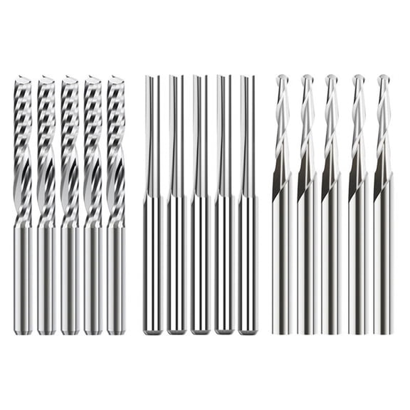 End Engraving Bits Set 15Pcs CNC Router Bits for Woodworking Acrylic Cutting 3.175/2mm Carbide Milling Cutter