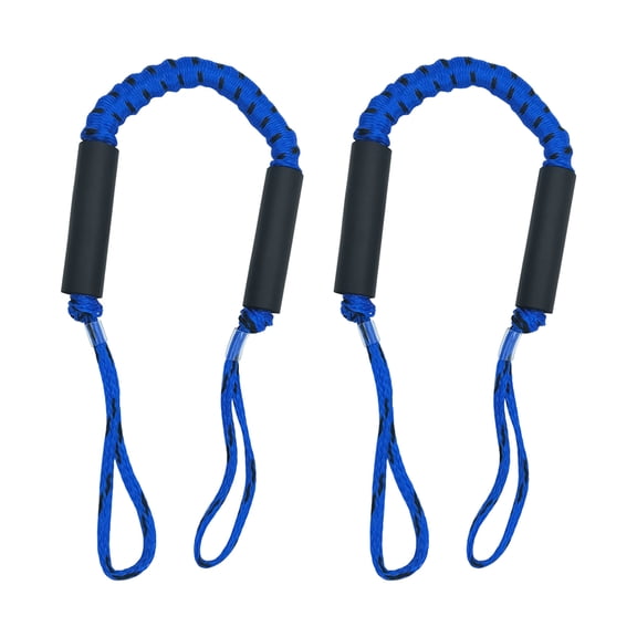 End Eye Mooring Rope Set for Boats and PWCs, Elastic Dock Lines 2 Pack with Braided Shell for Dock and Slip Tie-Up