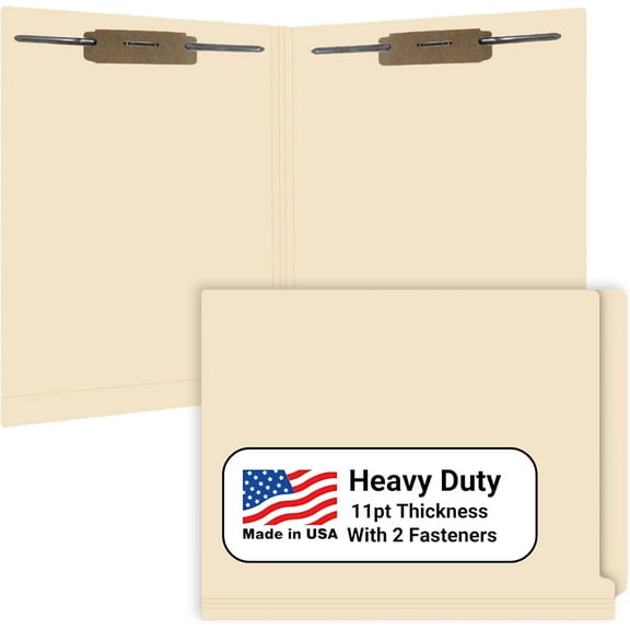 End  File Folders for Patient Charts, , 11pt Manila Dual Fasteners Positions 1&3 Letter Size Made Box of 50