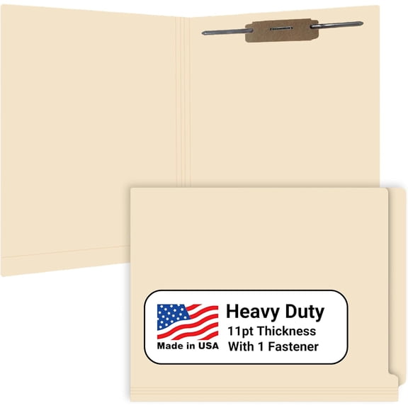 End  File Folders for Patient Charts, , 11pt Manila with Fastener in Position 1, Letter Size, Made, Box of 50